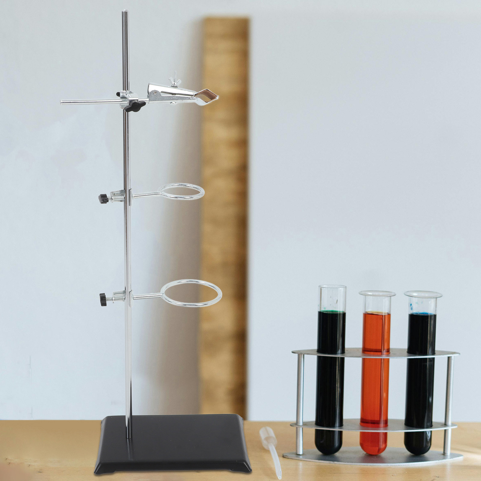 Lab Equipment - Labor-Eisenständer, Edelstahl-Klemmringhalter, Chemielabor-Lehr- und Experimentierausrüstung, Reagenzglashalter,
